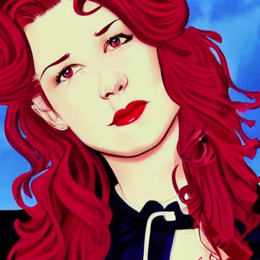 Image similar to heather chandler, heathers ( 1 9 8 9 ), beautiful fanart, deviantart, digital art, red hair, mean, beautiful, dangerous