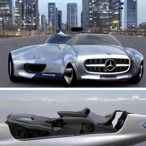 Image similar to Image of a prototype S1000 flying Mercedes car, top image of all time on /r/Futurology subreddit