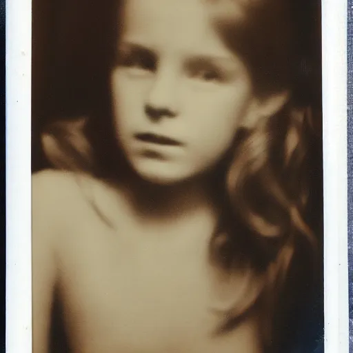 Prompt: young Olivia Wild, serious and shy, looking flirtatiously into the camera, polaroid.