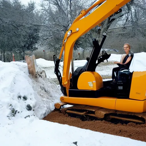 Image similar to snow - white driving an excavator