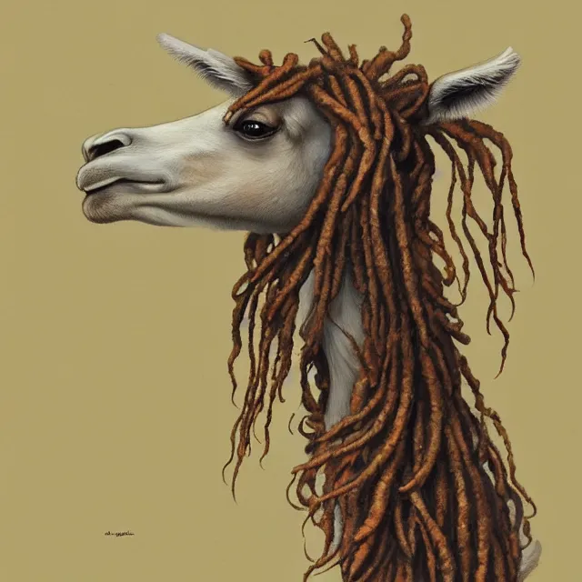 Prompt: llama with dreadlocks, art deco, by Mandy Jurgens, Ernst Haeckel, James Jean, artstation, concept art