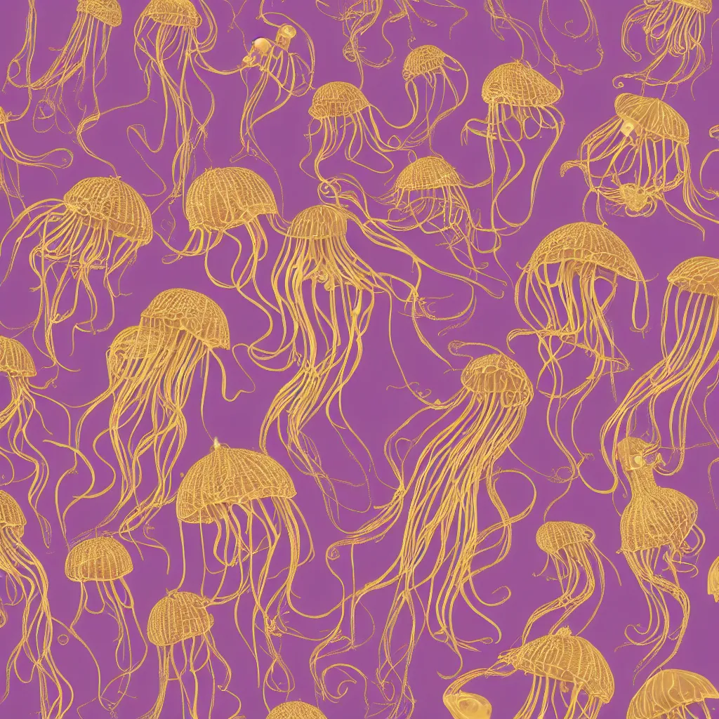 Prompt: Goldenpurple dress design in the style of rococo,Victorian era,jellyfish element,dreamy, soft,Backlight ,luminescence,highly detailed,8k