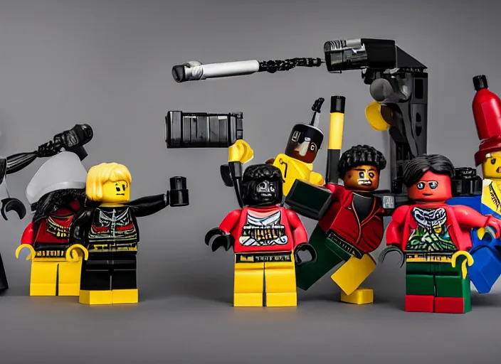 Prompt: product photo still of public enemy fight the power lego playset, 8 k, 1 2 0 mm macro, f 1. 8, studio lighting, key light