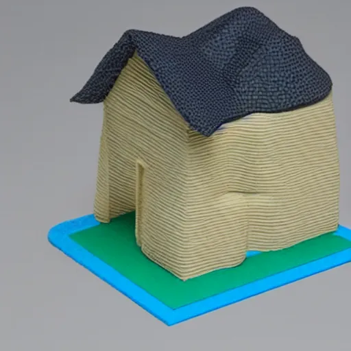 Prompt: a house 3d printed out of noodles