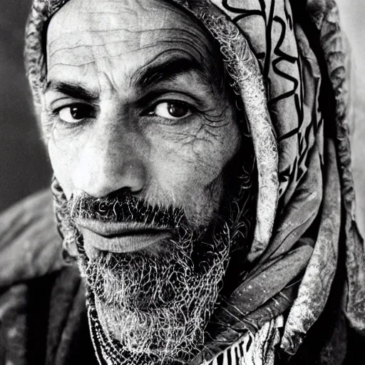 Prompt: A Moroccan wizard, portrait, by Mario Testino