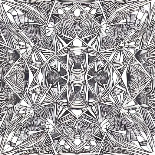 Image similar to intricately detailed pen and ink geometric generative doodle