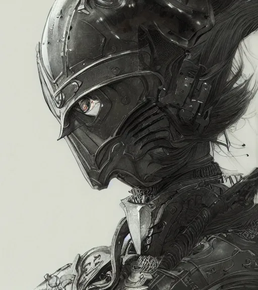 Image similar to portrait of anime woman in armor, pen and ink, intricate line drawings, by craig mullins, ruan jia, kentaro miura, greg rutkowski, loundraw