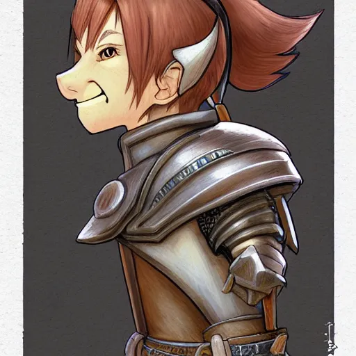 Image similar to heroic character design of anthropomorphic beaver, whimsical beaver, portrait of face, holy crusader medieval, final fantasy tactics character design, character art, whimsical, lighthearted, family friendly, colorized pencil sketch, highly detailed, Akihiko Yoshida,