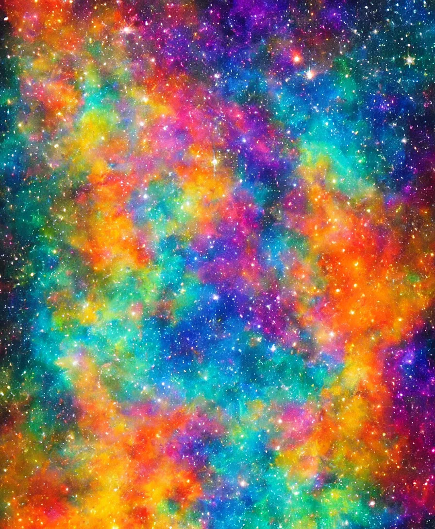 Image similar to painting of a colorful galaxy