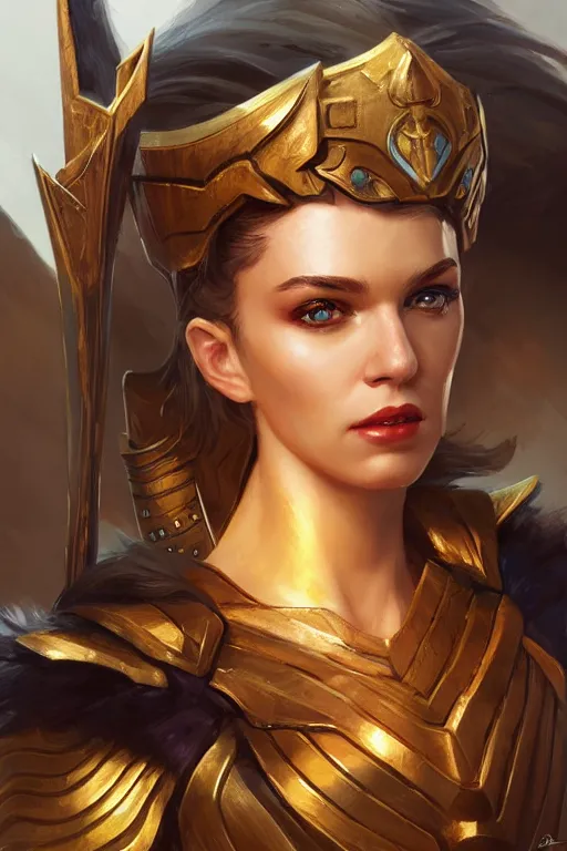 Image similar to amazon valkyrie athena, d & d, fantasy, portrait, highly detailed, headshot, digital painting, trending on artstation, concept art, sharp focus, illustration, art by artgerm and greg rutkowski and magali villeneuve