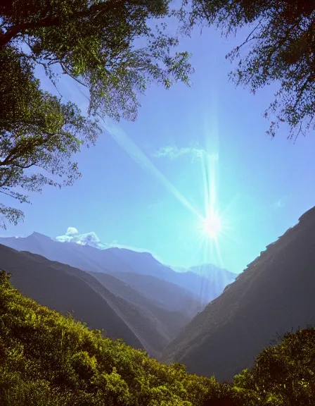 Image similar to vintage color photo of a bright light floating over the jungle in Cordillera De Los Andes, 8k definition