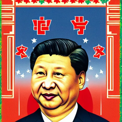 Image similar to xi jinping on a dprk communist poster