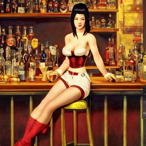 Image similar to tifa lockheart in her bar by gil elvgren