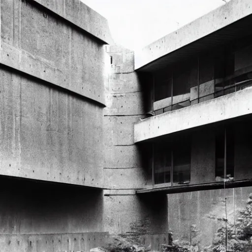 Image similar to beautiful complex brutalist building by Le Corbusier