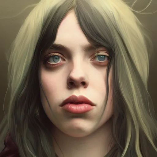 Prompt: Portrait of Billie Eilish in new york, elegant, digital painting, highly detailed, fantasy, artstation, concept art, smooth, sharp focus, illustration, art by artgerm and greg rutkowski and alphonse mucha