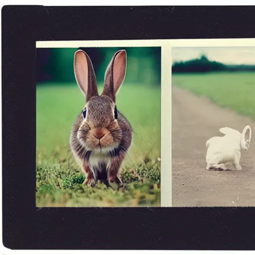 Image similar to a rabbit jumping up over a fence, film strip showing 9 stills