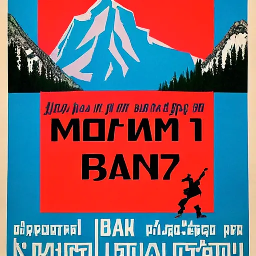 Image similar to soviet style propaganda poster convincing you to move to banff national park,