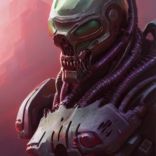 Image similar to doom, id software, stylized, behance, artstation, deviantart, mutant, biopunk armor, painted by stanley lau, painted by greg rutkowski, painted by stanley, artgerm, masterpiece, digital art, trending on arts