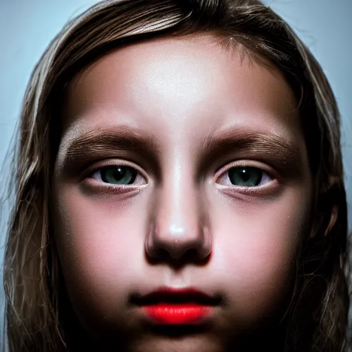 Image similar to closeup of girl face in dark room at crt monitor