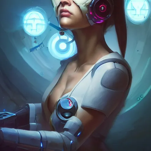Image similar to a portrait of a beautiful cybernetic nurse, cyberpunk concept art by pete mohrbacher and wlop and artgerm and josan gonzales, digital art, highly detailed, intricate, sci-fi, sharp focus, Trending on Artstation HQ, deviantart, unreal engine 5, 4K UHD image