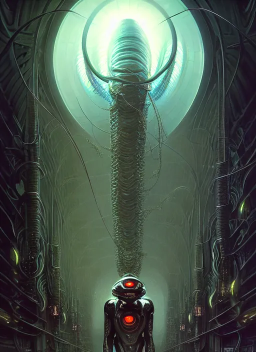 Image similar to portrait shot of alien insect cybertronic in a scenic dystopian environment, intricate, elegant, highly detailed, centered, digital painting, artstation, concept art, smooth, sharp focus, illustration, artgerm, tomasz alen kopera, peter mohrbacher, donato giancola, joseph christian leyendecker, wlop, boris vallejo