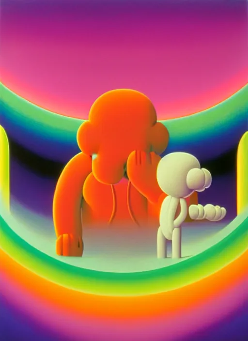 Image similar to endless by shusei nagaoka, kaws, david rudnick, airbrush on canvas, pastell colours, cell shaded, 8 k