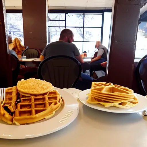 Image similar to first person perspective picture at table, wafflehouse