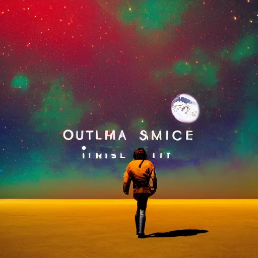 Prompt: Liminal space in outer space, indie album cover art