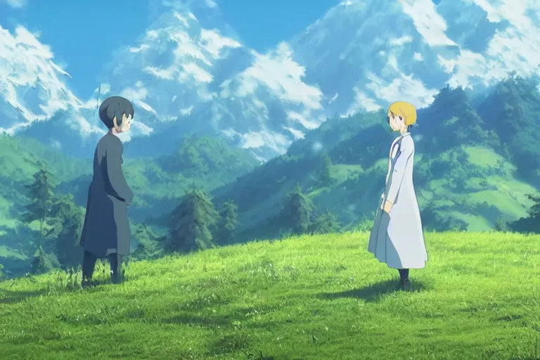 Image similar to still image from the sound of music by makoto shinkai, ultra detailed, finely detailed