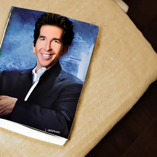 Prompt: Toilet paper coming out of a book with Joel Osteen on the cover