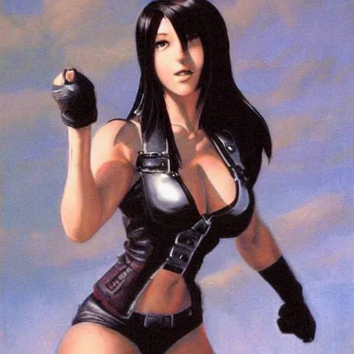 Image similar to tifa lockhart by frank franzetta