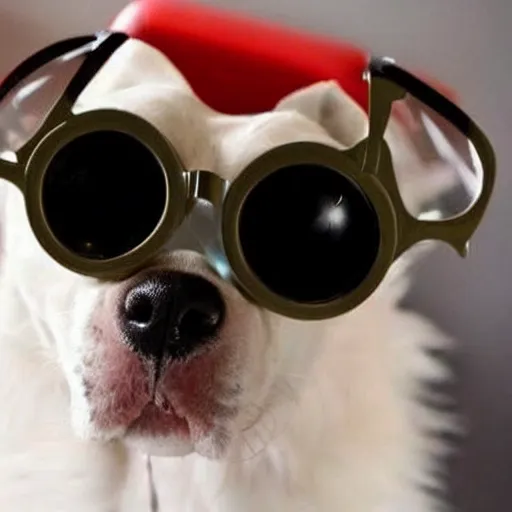 Prompt: Futuristic dog , With futuristic glasses , Cute ,