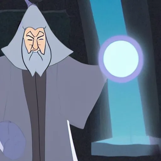 Prompt: A still of Gandalf the grey in the animated series Samurai Jack