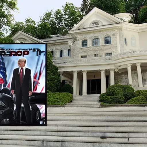 Image similar to robocop raiding donald trumps mansion