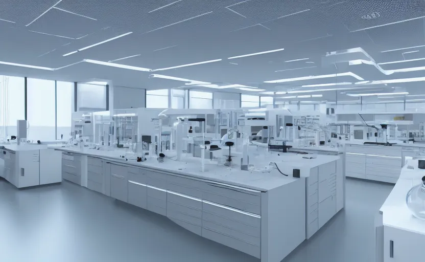 Image similar to highly detailed futuristic modern laboratory, 8 k render, natural light, sharp