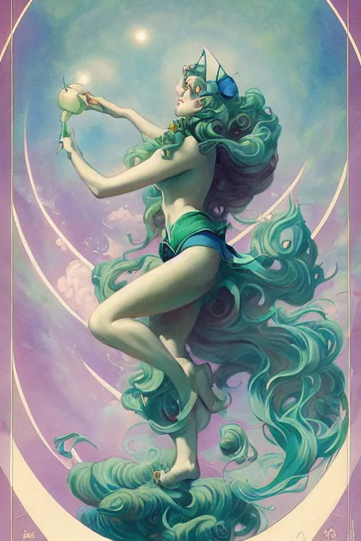 Prompt: Sailor Neptune by Peter Mohrbacher in the style of Gaston Bussière, Art Nouveau