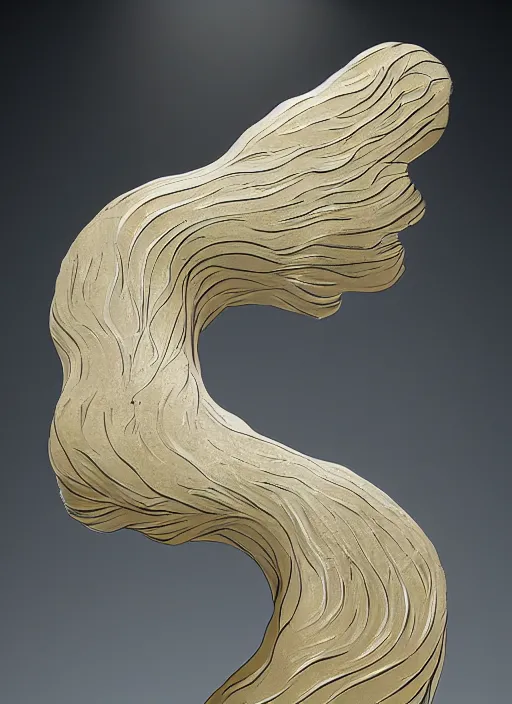 Image similar to stylised bust sculpture of The Great Wave off Kanagawa, beautiful studio lighting