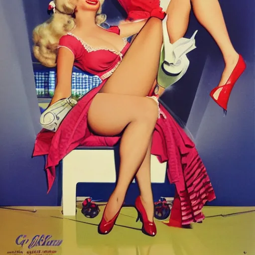 Image similar to let's go bowling with jayne mansfield by gil elvgren and mort drucker,