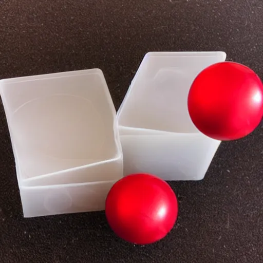 Prompt: ice spheres on a red cube