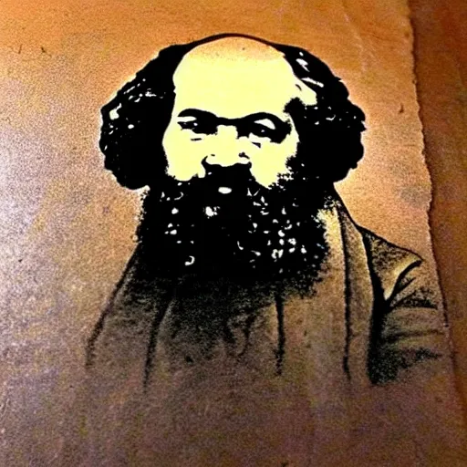 Image similar to beautiful cave painting portrait of karl marx