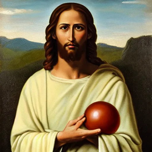 Image similar to painting of jesus christ holding a two balls