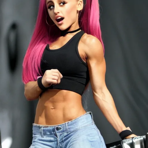 Image similar to buffed strong ariana grande