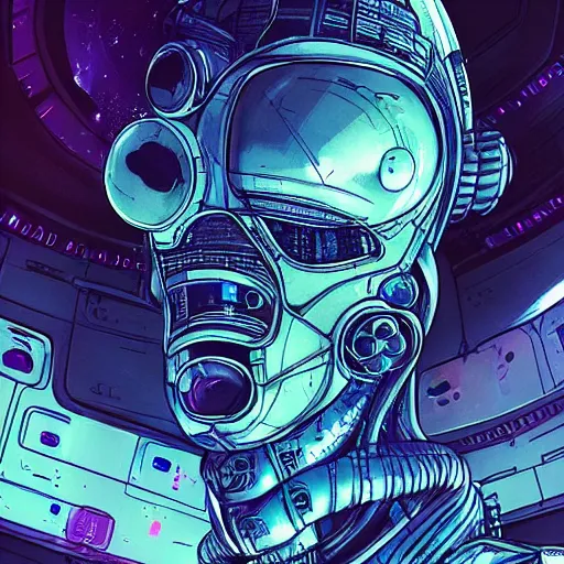 Prompt: spaceship in space, sci-fi, cyberpunk, by Stanley Artgermm, Travis Charest, Carne Griffiths, sleek, futuristic, alien, white, blue, purple, trending on artstation, detailed, intricate, steampunk