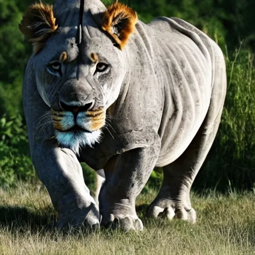 Image similar to mix between lion and rhino