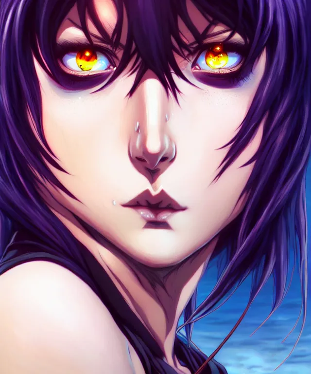 Image similar to a portrait of revy from black lagoon manga, symmetrical eyes, symmetrical face, art by lois van baarle and loish and ross tran and rossdraws and sam yang and samdoesarts and artgerm, digital art, highly detailed, intricate, sharp focus, trending on artstation hq, deviantart, unreal engine 5, 4 k uhd image