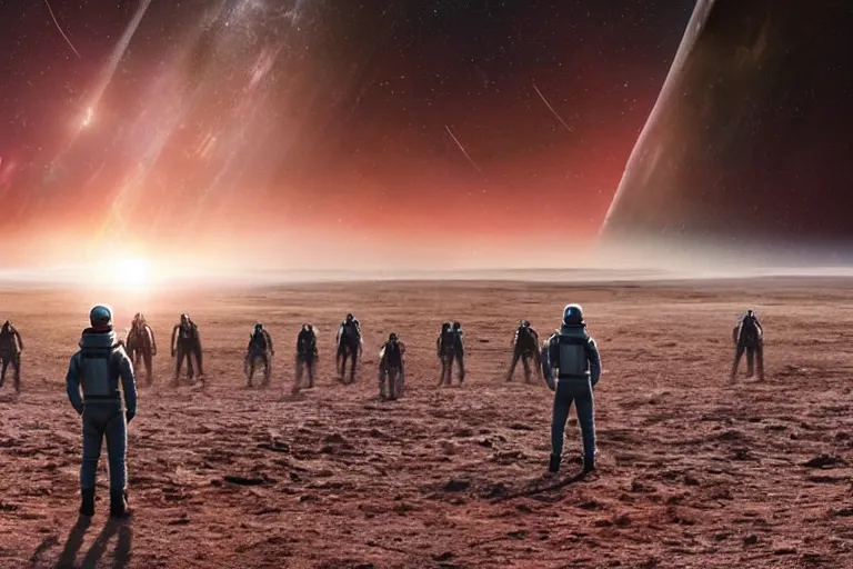 Prompt: scene of the movie interstellar with sausage polymorphe instead of humans