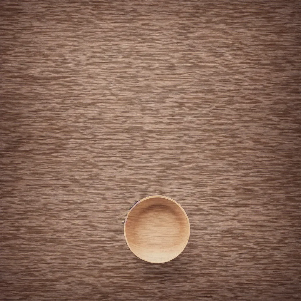 Prompt: top-down view with empty bowl top of a wooden table, wallpaper, 4k, photorealistic