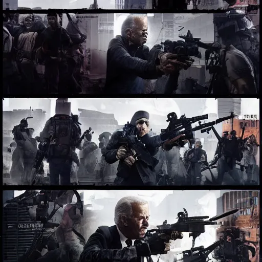 Image similar to joe biden as an evil terrorist, dramatic lighting, cinematic, establishing shot, extremly high detail, photorealistic, cinematic lighting, artstation, style by James Gurney