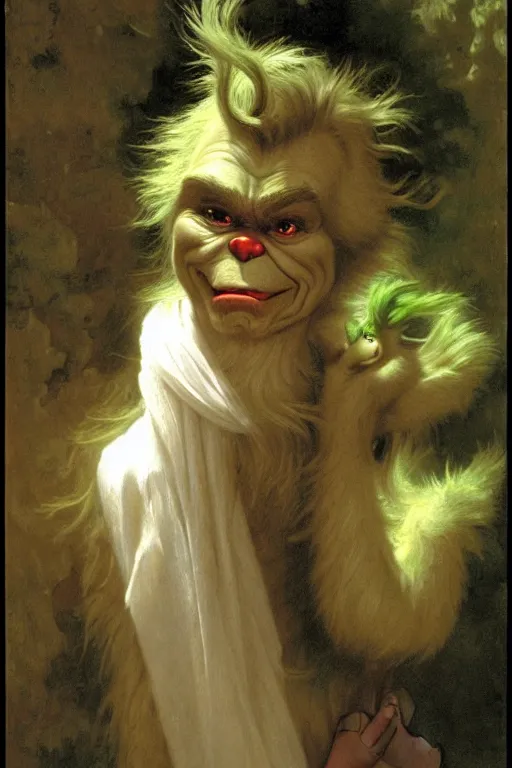 Image similar to the grinch, bouguereau