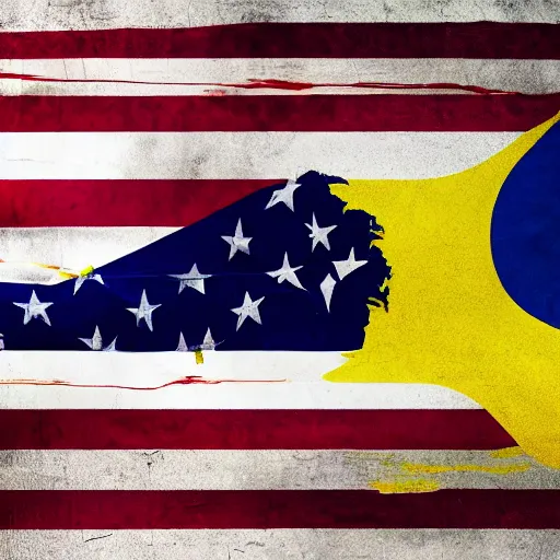 Prompt: usa and ukraine flag mixed together, 8 k, high definition, highly detailed, photo - realistic